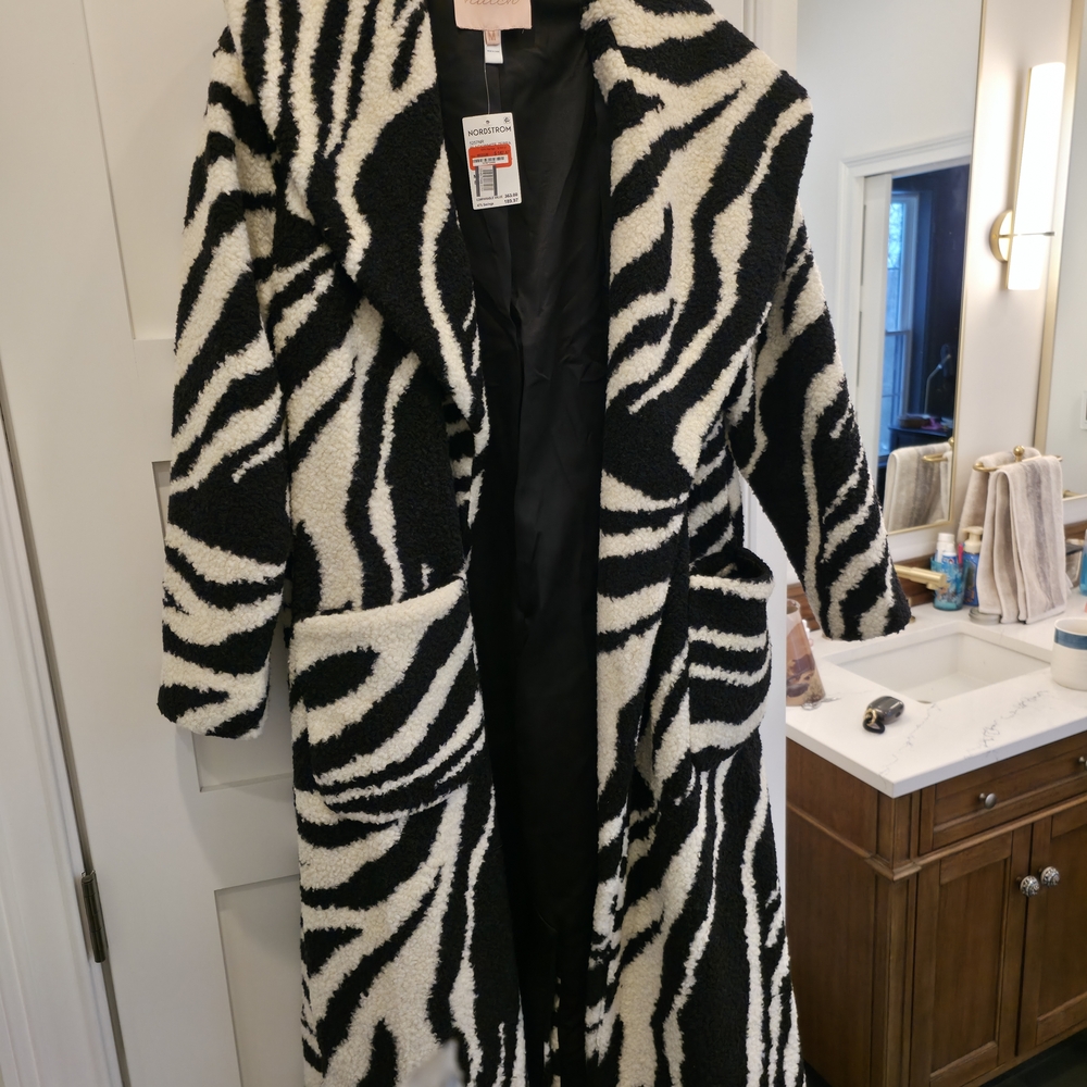Nordstrom Black and White Zebra Teddy Jacket